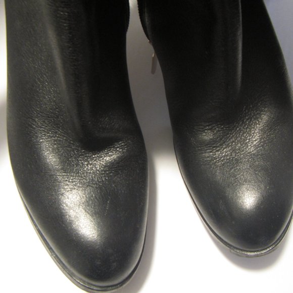 BANANA REPUBLIC Black Leather Knee Boots Sz 10, 4" Heel, Almond Toe - Picture 3 of 15